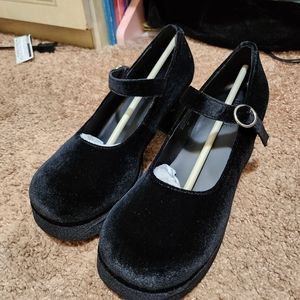 Delia velvet Mary Janes